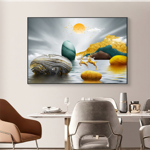 餐厅装饰画现代简约墙面装饰北欧饭厅挂画玄关单幅客厅壁画晶瓷画