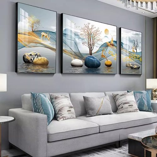 艺尚家饰客厅轻奢风三联装饰画