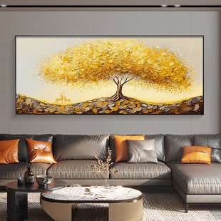 大气发财树客厅沙发背景墙装饰画卧室横版挂画现代轻奢福禄墙壁画