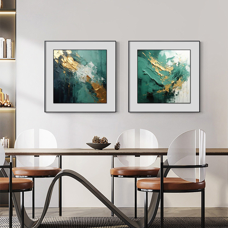 现代轻奢餐厅客厅装饰画蓝色抽象沙发背景墙艺术挂画玄关走廊壁画