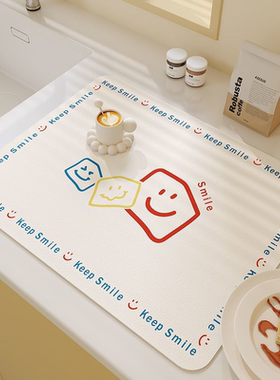 卡通硅藻泥沥水垫洗手台吸水垫厨房台面隔热杯垫碗盘垫水龙头垫子