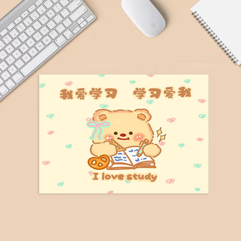小熊文字鼠标垫超大号男生笔记本办公桌面键盘垫创意电脑桌垫