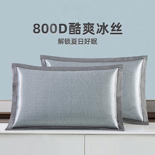 凉席枕头套成人夏天枕芯套家用加厚枕席片一对 可水洗冰丝枕套夏季