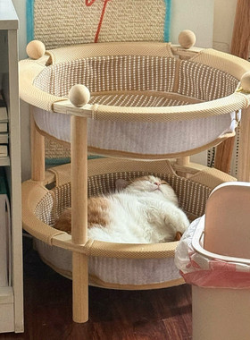 温馨用具宠物坚固猫抓板可睡可抓剑麻猫狗通用洗脸盆猫窝双层实木