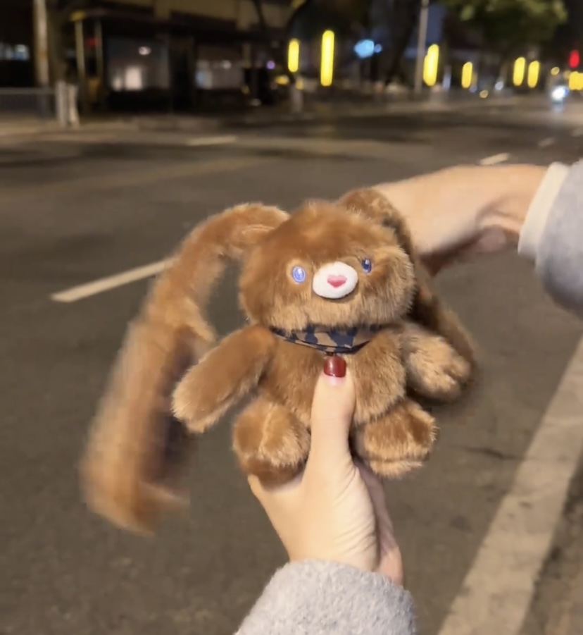 【豹纹抽拉兔】拉耳兔毛绒钥匙扣包挂件可爱挂饰送女友闺蜜礼物