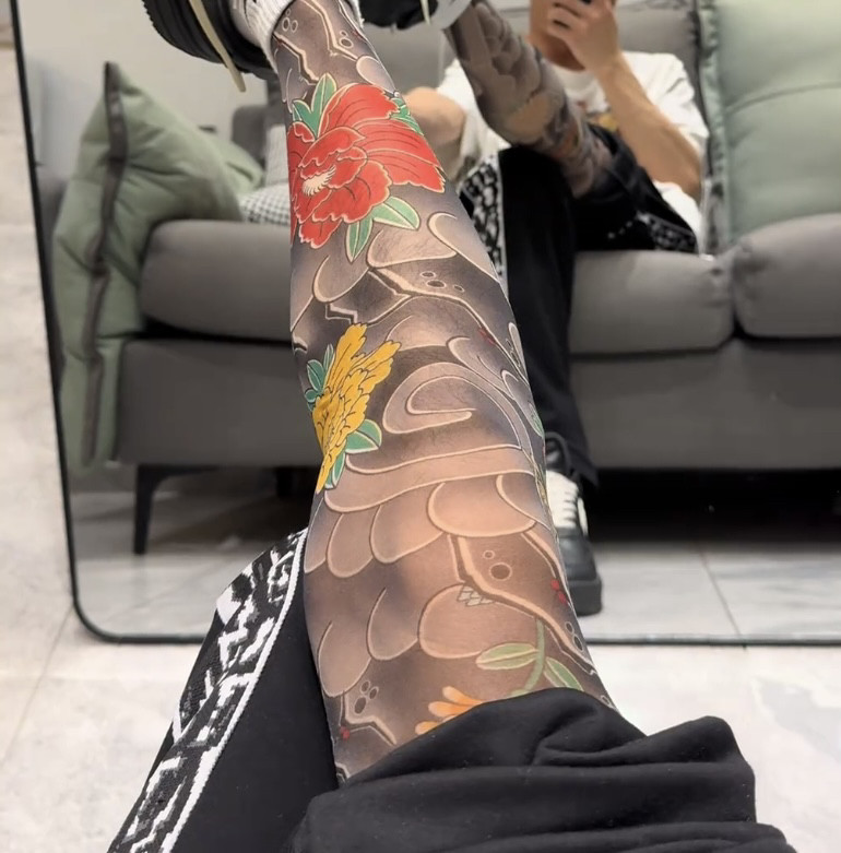 花腿丝袜纹身刺青丝袜25新款可水洗超薄隐形丝袜辣妹网红明星同款