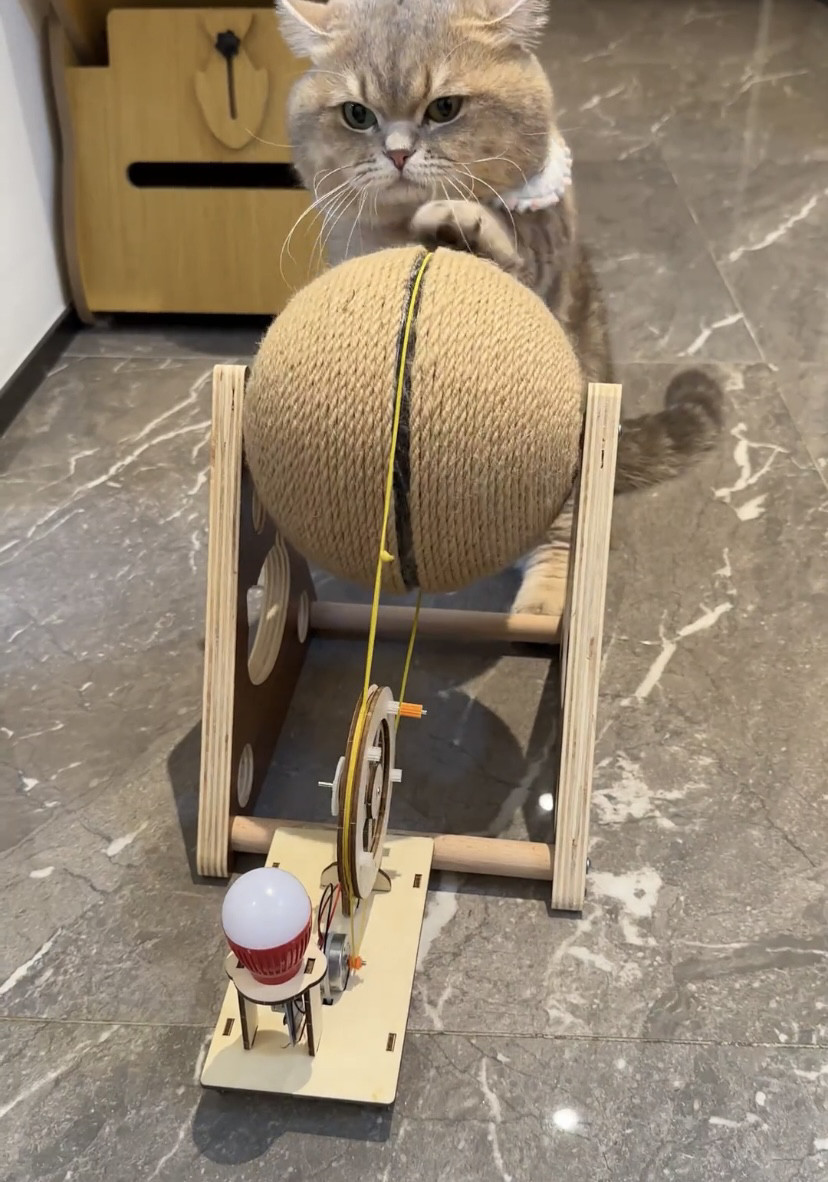 手摇发电机抓板立式抓球耐磨猫爪磨爪一体解闷猫咪抓柱玩具剑麻