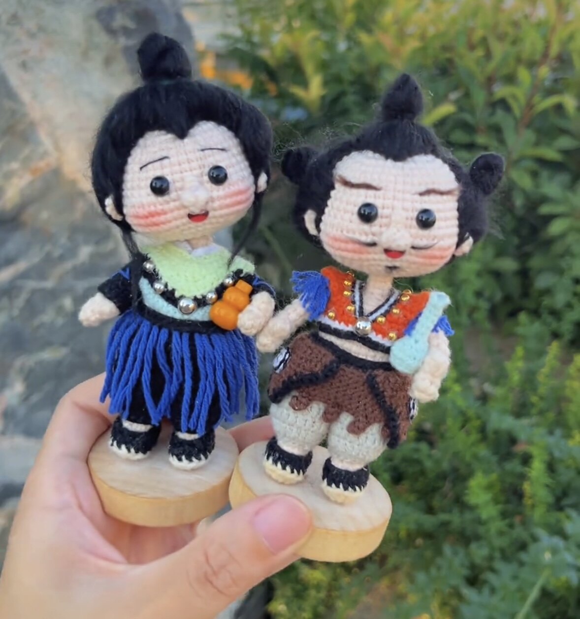 毛线钩针diy钩织古装小霸王孙权小乔人偶玩偶娃娃材料包