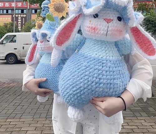 【非成品】手工编织精灵帽糖糖兔玩偶可爱钩针编织送女友送儿童