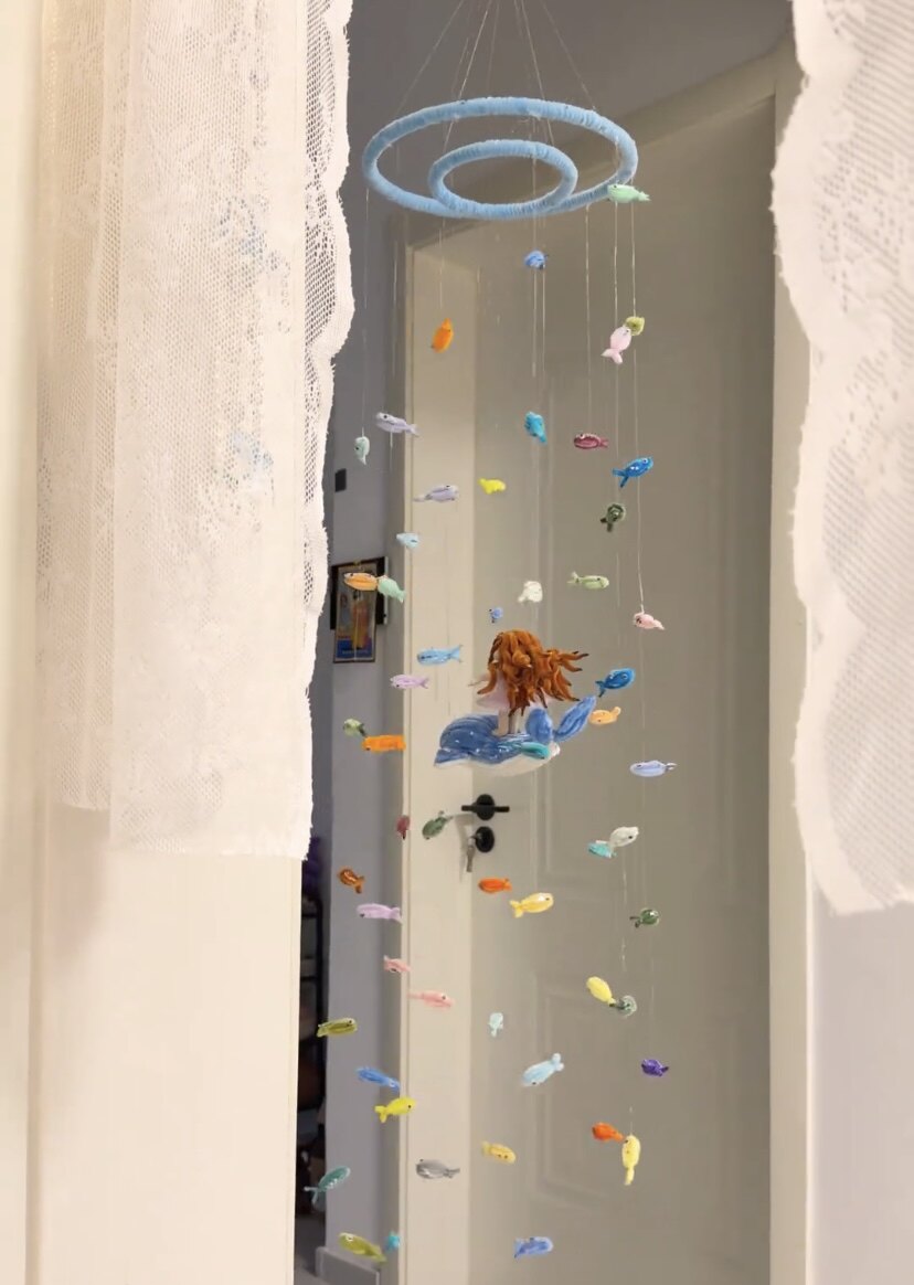 新款扭扭棒小鱼鲸鱼梦幻风铃手工DIY材料包创意装饰挂件