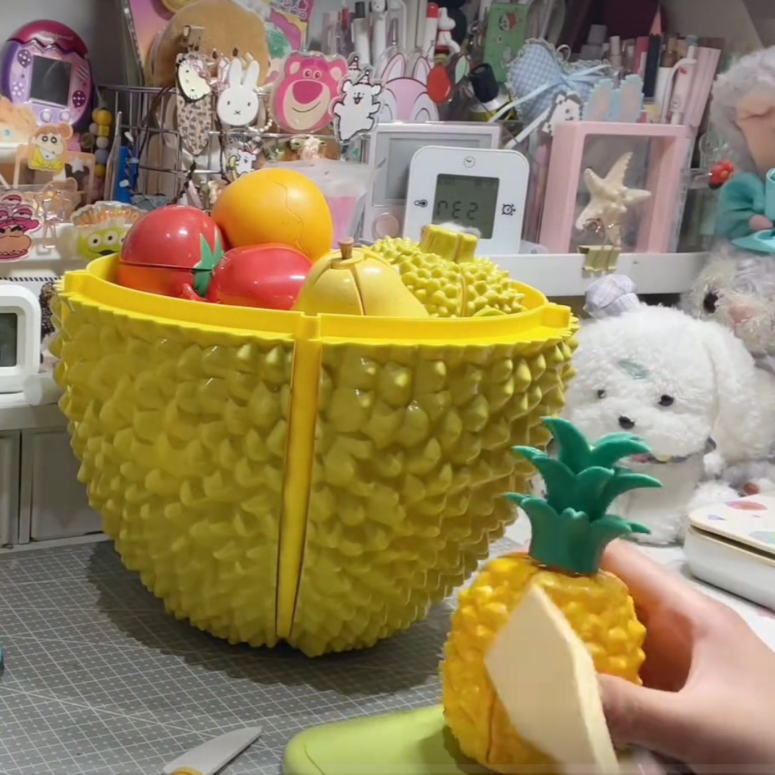 果蔬切菜婴儿趣味互动办家家可啃咬大榴莲儿童水果切切乐玩具