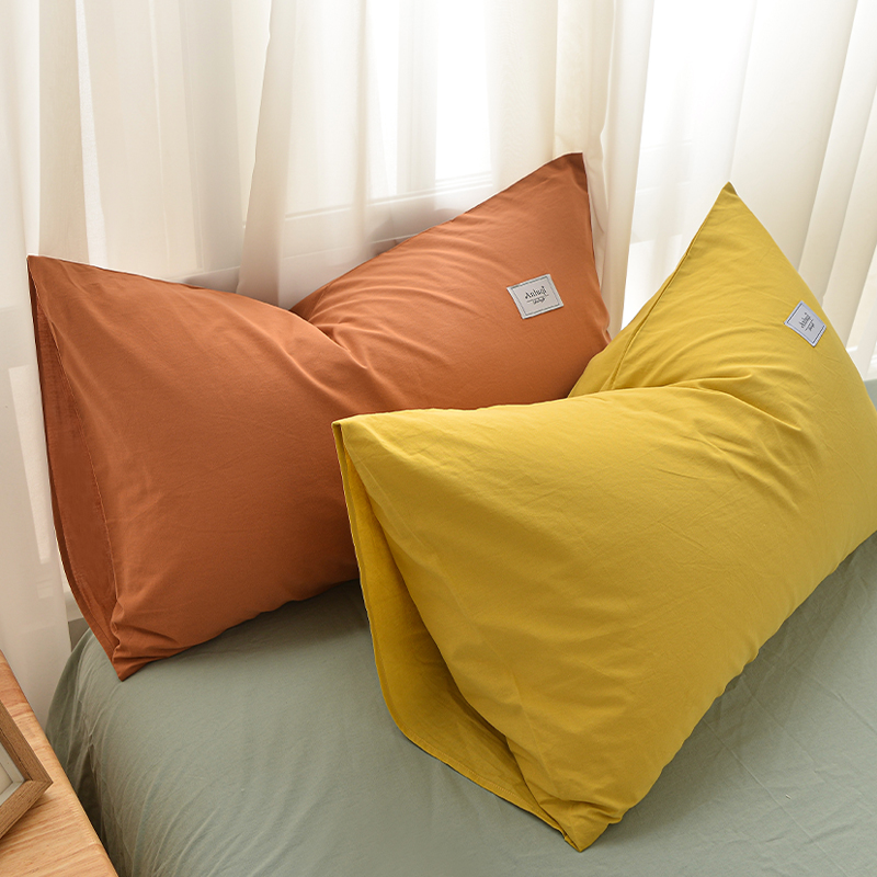 单人纯棉枕套一对装全棉枕头套48cmx74cm2只单个枕芯套纯色大枕套 床上用品 枕套 原图主图