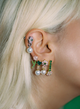 1oct 樱花珍珠镶钻耳夹款 小水水同款耳夹款 可夹任何地方 耳骨等