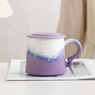 窑变结晶釉陶瓷泡茶杯家用办公室个人专用马克杯女士简约喝水杯子