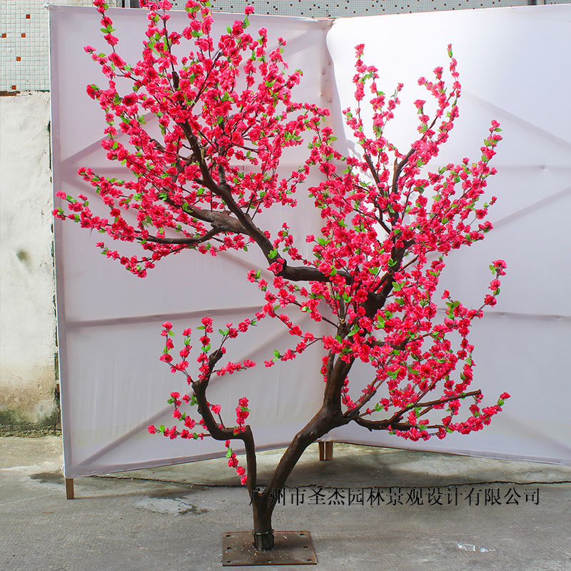 仿真桃花树商城酒店室内外装饰假树假植物人造阻燃大树厂家可
