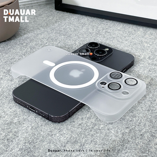 带高清镜头膜磨砂透灰磁吸适用小米15s手机壳14Ultra无边框半包硬13pro防指纹红米K80至尊版K70散热薄裸机感+