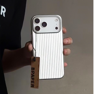 官网钛原灰色金属漆瓦楞光栅条纹磁吸适用苹果小米17Promax手机壳iPhone16/15/14/13亚克力肤感磨砂k80硬全包