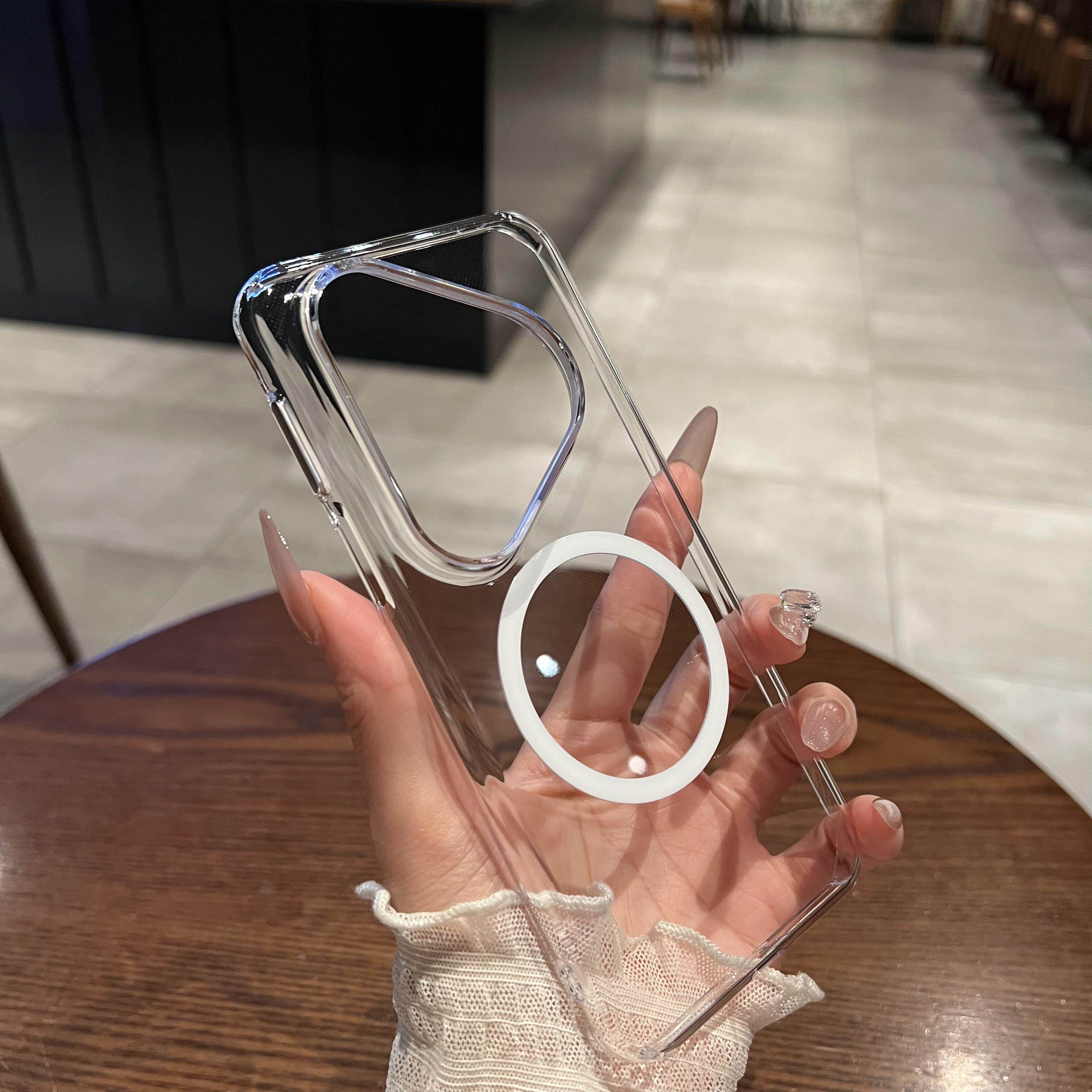 【不会发黄】高清透明冰透亚克力硬磁吸充电适用华为Pura80手机壳mate70/60pro+大孔小米15/14pro超薄Ultra套