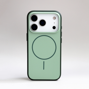 青苔绿文艺清新极简轻奢撞色Beats同款 细圈磁吸苹果17适用小米17Promax手机壳Air潮iPhone16硅胶防摔高级金属