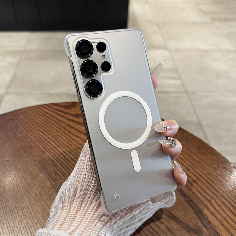 新款磨砂白无边框磁吸散热适用三星s25ultra手机壳轻薄磨砂s25plus雾面s24ultra简约s24+高级感s23FE男s22女+