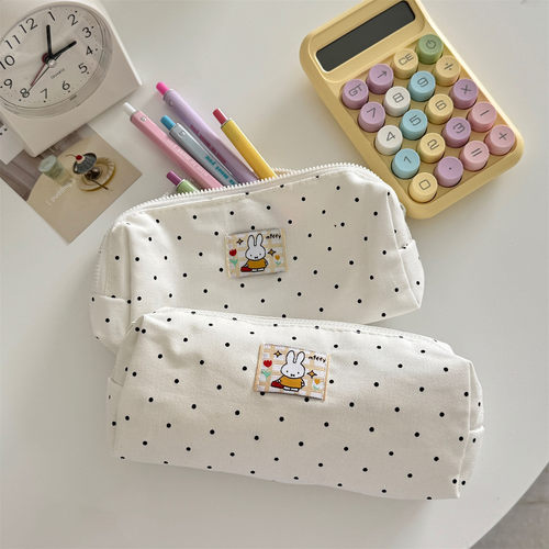 韩系风波点可爱简约小兔圆桶笔袋