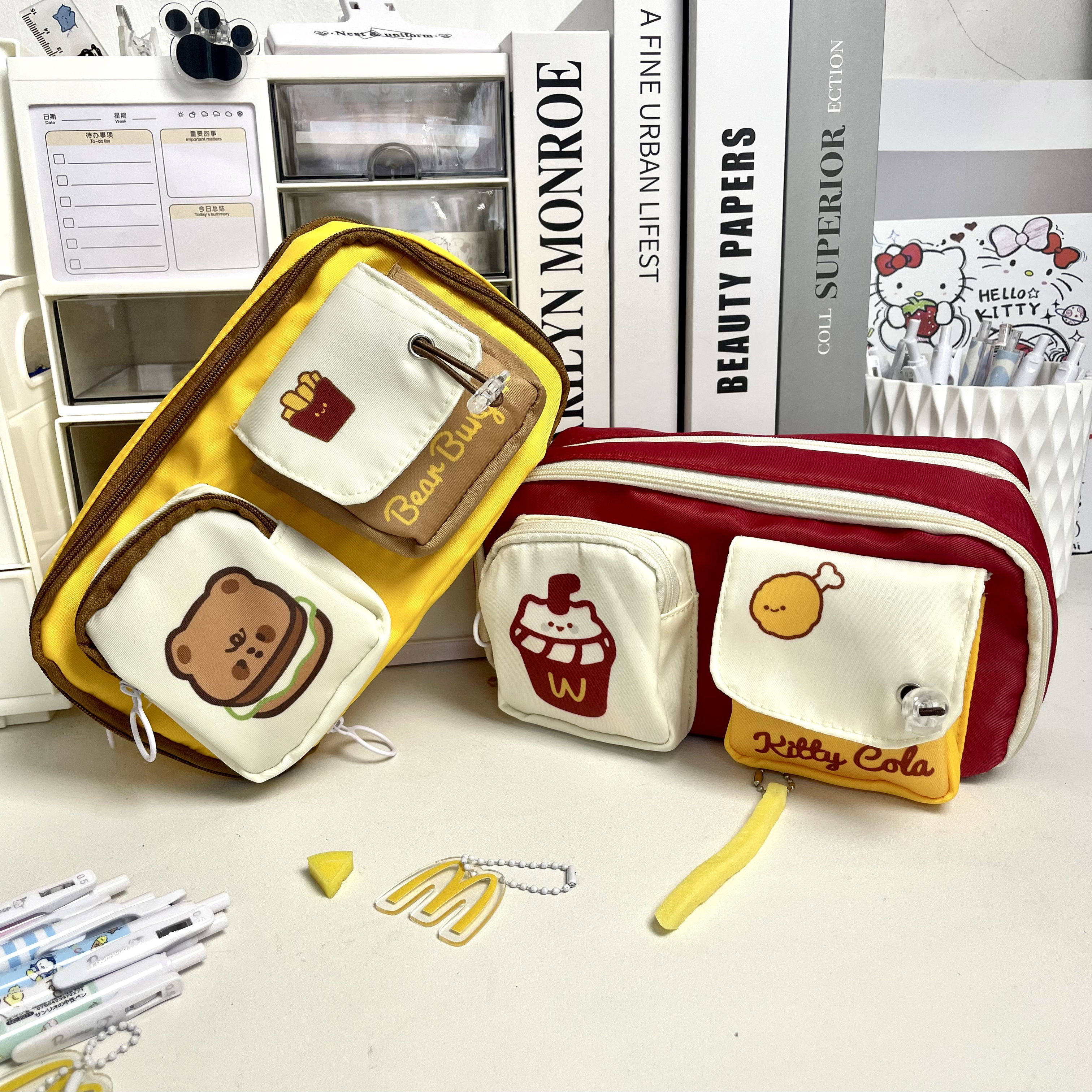 2025年新款多层汉堡小熊痛包笔袋