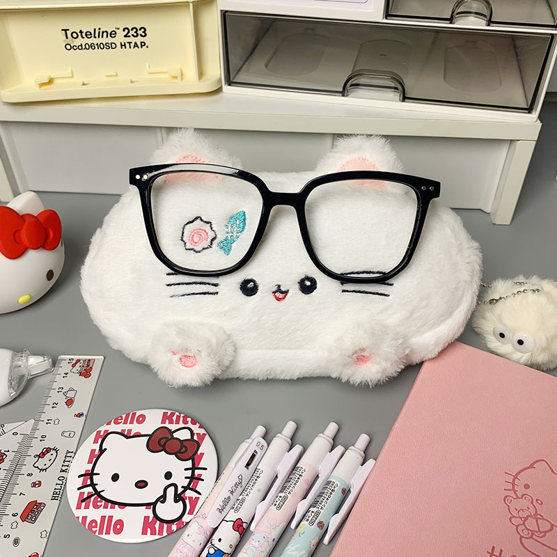 ins高颜值毛绒小猫咪笔袋大容量