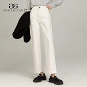 Grace&Glam 百搭休闲通勤复古减龄 时尚 经典 法棍直筒显瘦牛仔裤