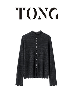 Grace&Glam 法式雅致蕾丝提花半高领打底衫 经典复古小香风优雅知