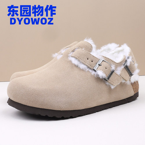 平底半包头凉拖真皮真软木