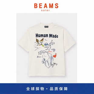 【SOLAR BEAMS】飞鸭北极熊短袖T恤美式复古插画风宽松圆领上衣T