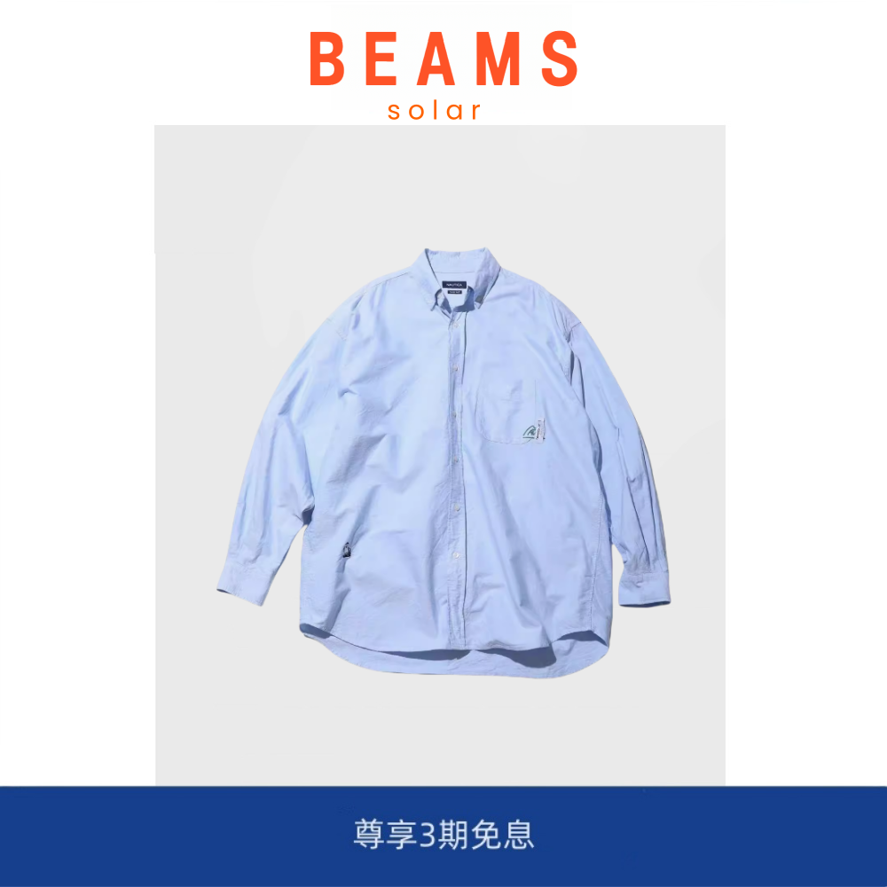 【现货】SOLAR BEAMS长谷川条纹刺绣衬衫春秋长袖男开衫日系上衣