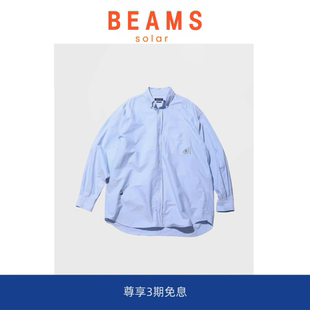 【现货】SOLAR BEAMS长谷川条纹刺绣衬衫春秋长袖男开衫日系上衣