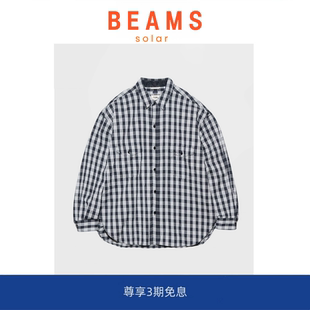 【现货】SOLAR BEAMS日系宽松复古休闲格纹长袖衬衫口袋宽松工装