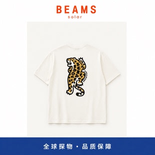 【SOLAR BEAMS】爱心口袋刺绣豹纹老虎短袖T恤宽松竹节棉潮