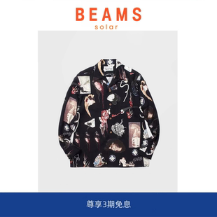 【现货】SOLAR BEAMS 21AW 百鬼夜行 浮世绘涂鸦夏威夷长袖衬衫男