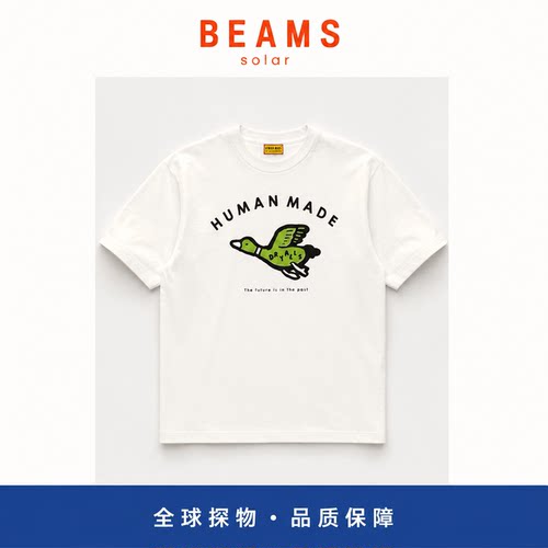 【SOLAR BEAMS】鸭子印花图案圆领短袖T恤休闲宽松纯棉上衣
