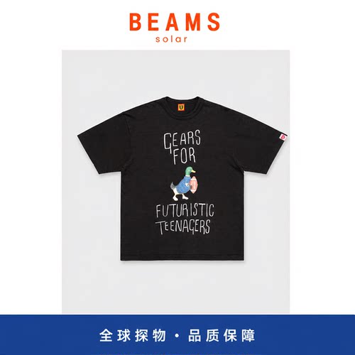 【SOLAR BEAMS】日系潮牌复古小鸟字母卡通图案印花短袖宽松t恤