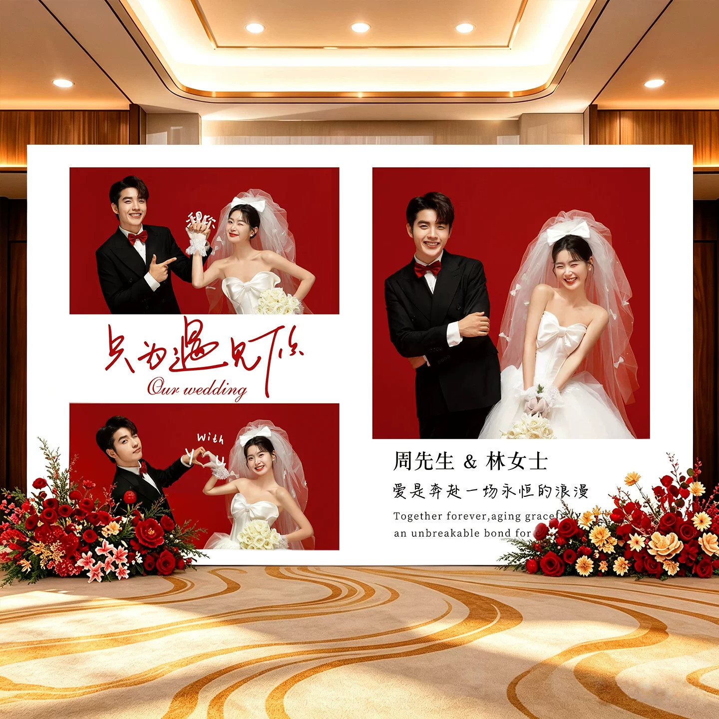 婚礼背景墙定制照片墙KT板