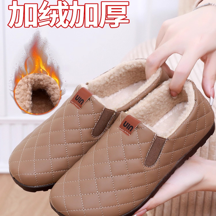 秋冬季老北京布鞋女棉鞋加绒加厚保暖豆豆鞋防滑妈妈鞋防水懒人鞋