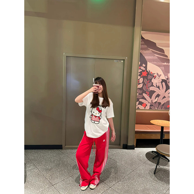 外贸清仓~品牌尾货捡漏纯棉甜美可爱凯蒂猫印花男女短袖T恤上衣服