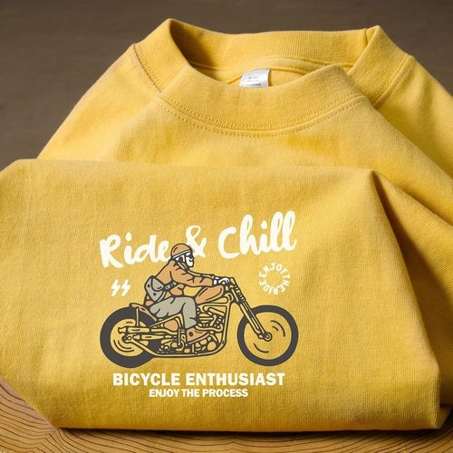 广州十三行外贸清仓捡漏~重磅纯棉摩托车印花短袖T恤男女百搭上衣