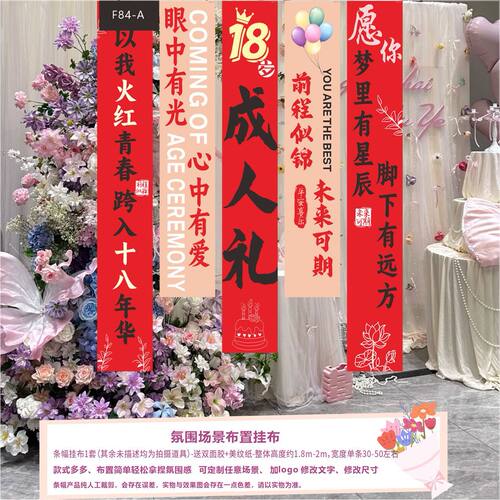 成人生日布置场景装饰18岁成年礼高级氛围挂布男孩背景墙拍照条幅