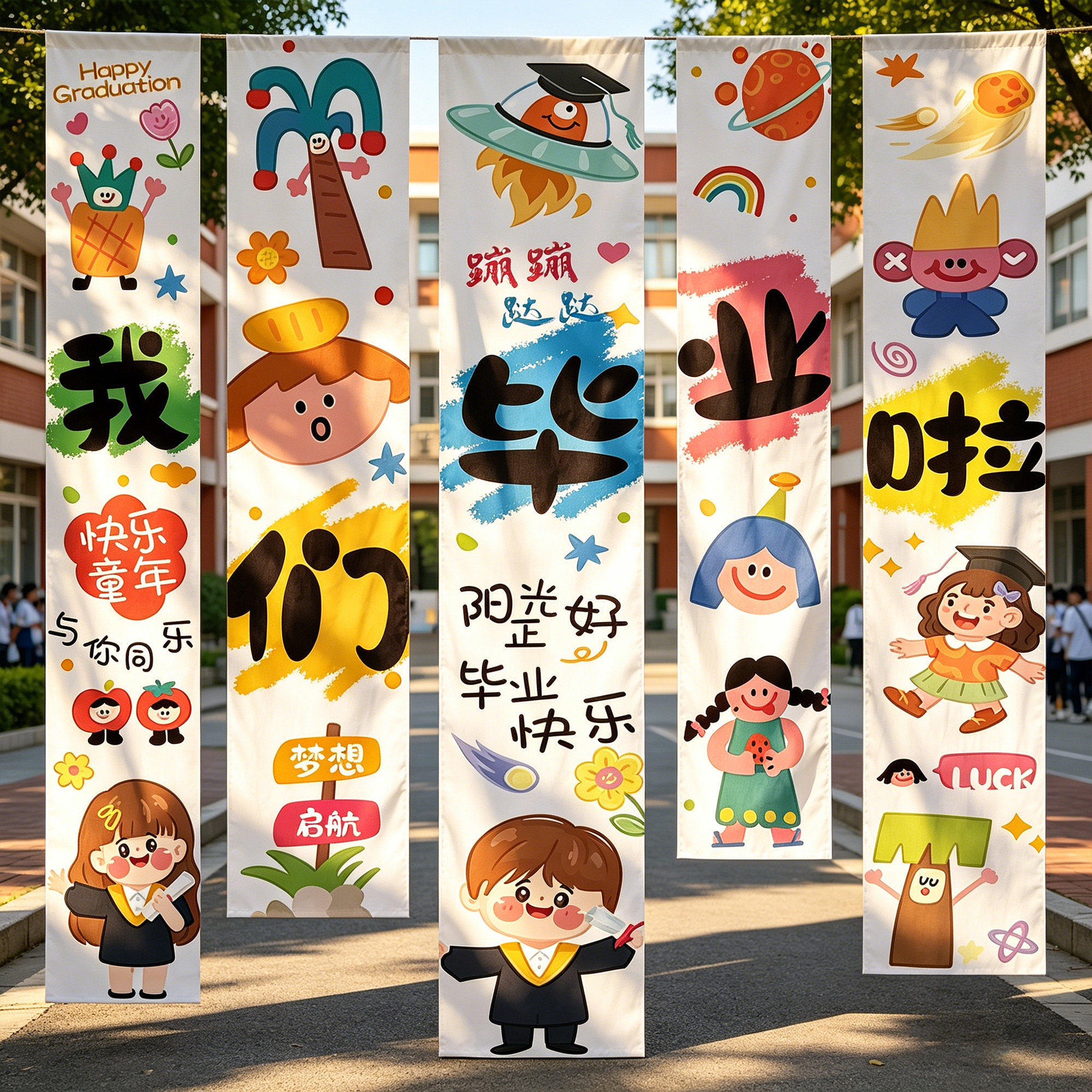 毕业季典礼场景装饰挂布幼儿园小学教室拍照道具活动氛围布置条幅