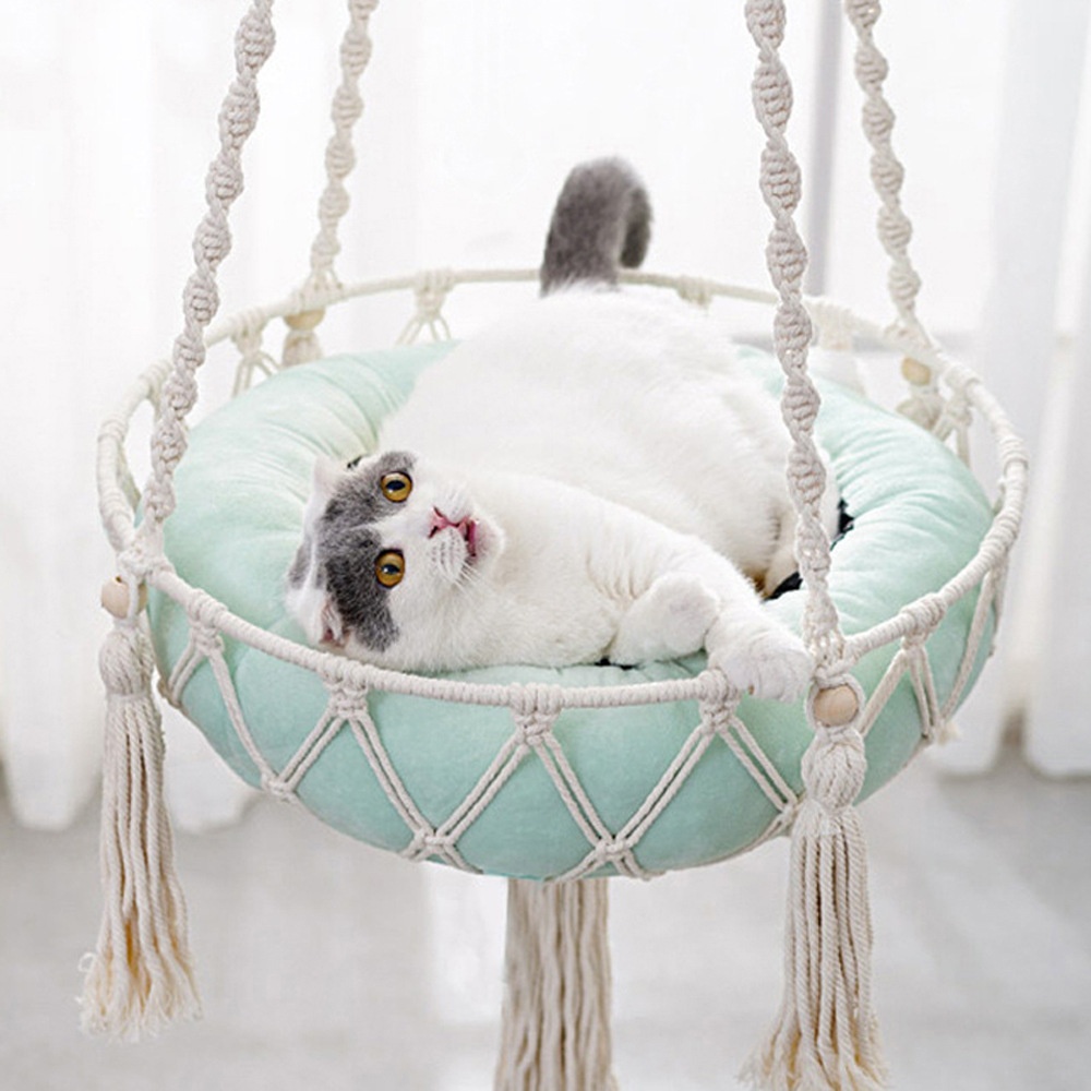 波西米亚编织四季猫窝吊床宠物网兜猫咪秋千悬挂吊篮床亚马逊货源