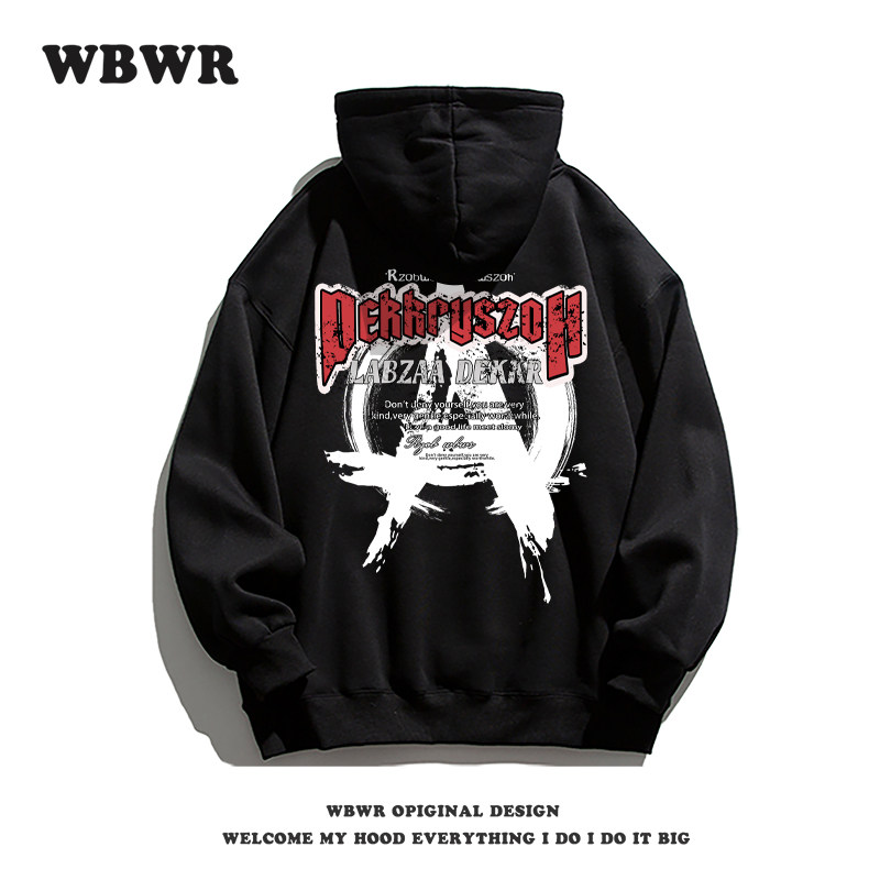 INS 미국 복고풍 벨벳 후드 티셔츠 남성 가을 겨울 유행 스트리트 스타일 편지 인쇄 느슨한 커플 코트