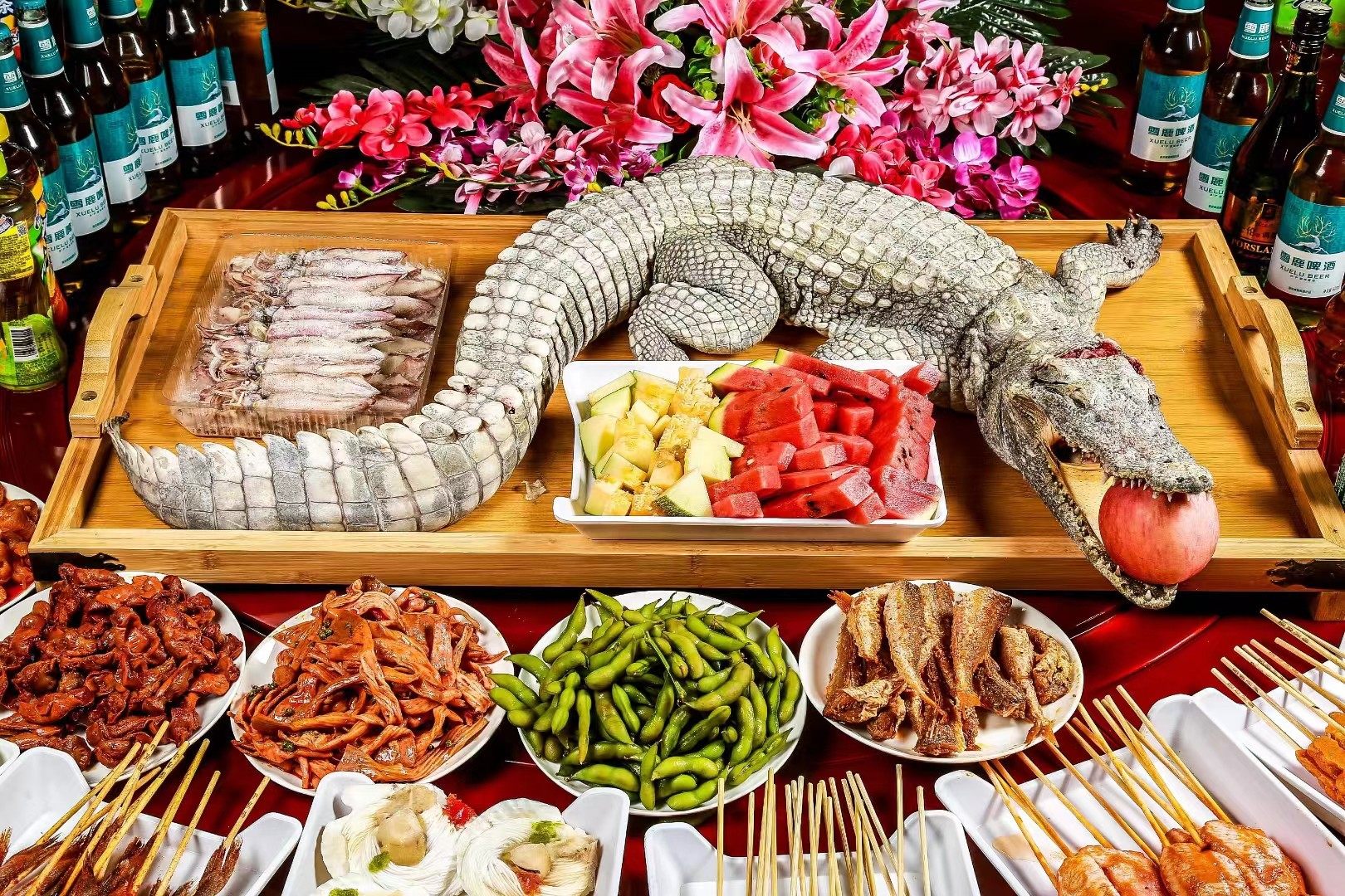 人工养殖鳄鱼整条肉鳄鱼腿保新鲜鳄鱼肉去鳞带皮现杀煲汤滋补