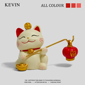Kevin家 饰品创意生日礼物 招财猫桌面摆件装 人间一趟 发财至上