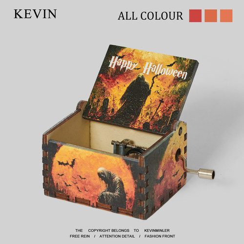 Kevin家“万圣之夜 准备好尖叫了吗”手摇八音盒音乐盒万圣节礼物