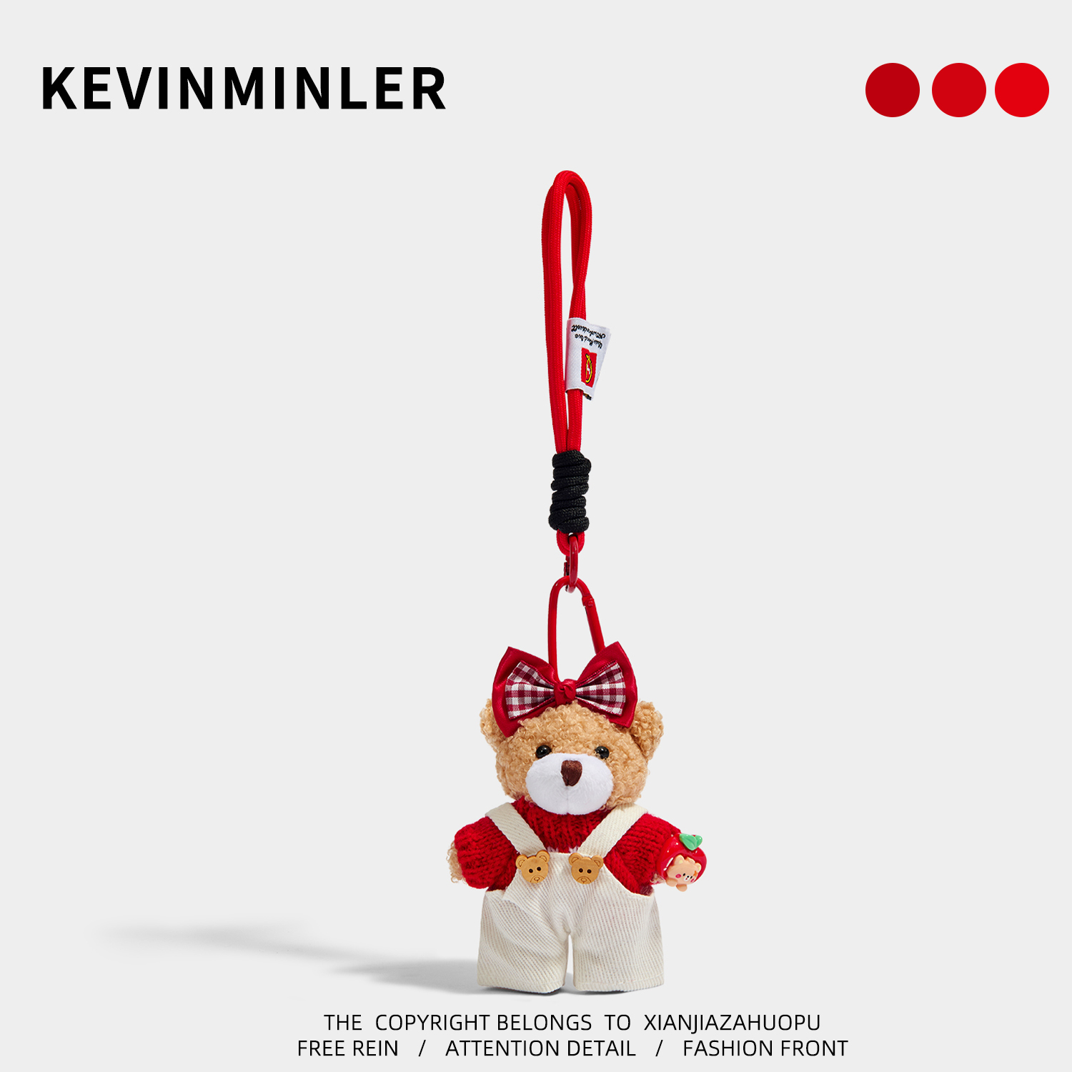 KEVINMINLER原创可爱蝴蝶结背带裤小熊钥匙扣包包挂件车挂饰礼物